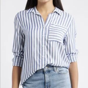 Blue/White Striped Button-Up Shirt
